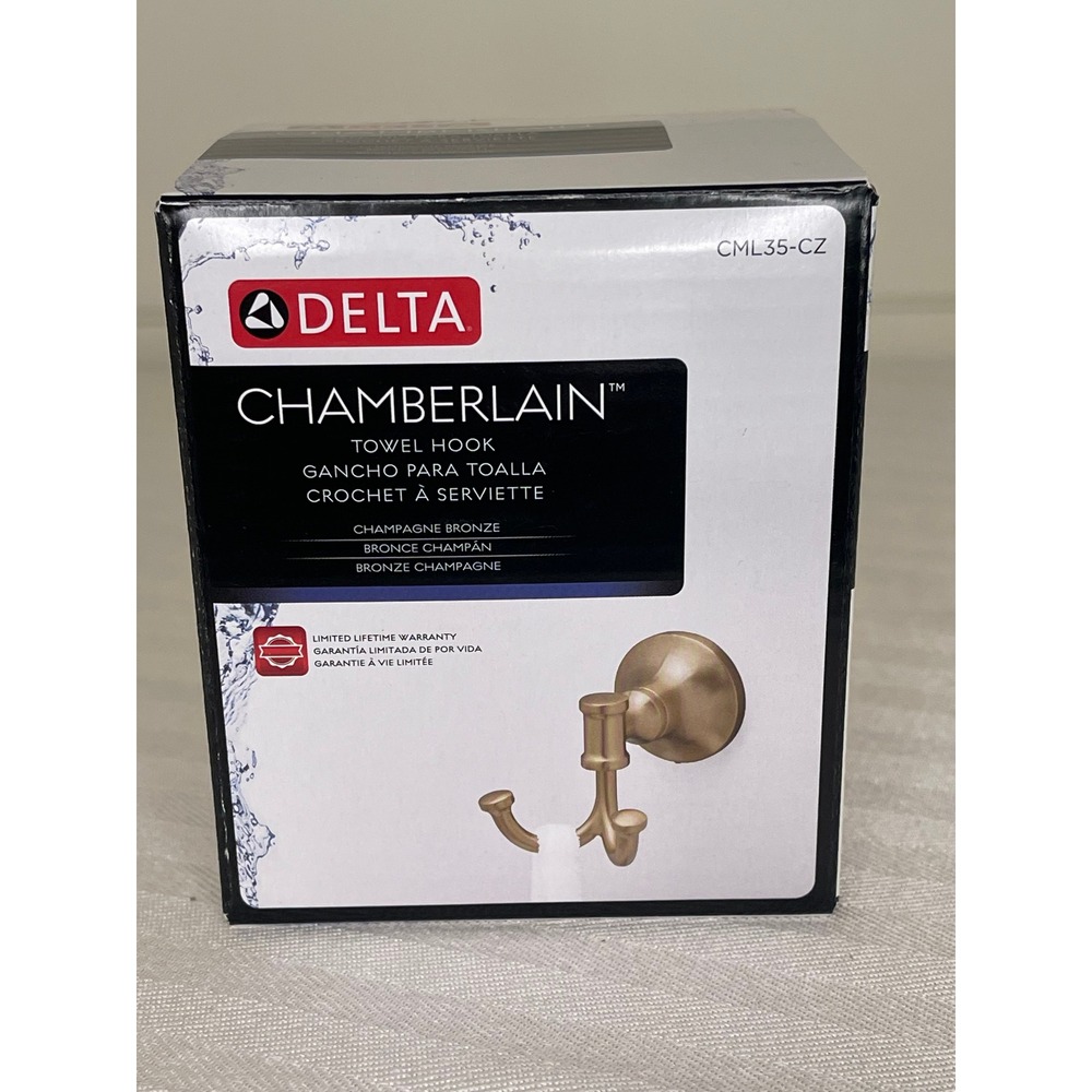 Delta Chamberlain Towel Hook Champagne Bronze CML35-CZ Double Wall Hook New